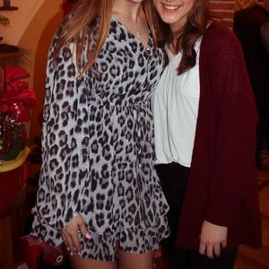 White, gray, and black cheetah print dress